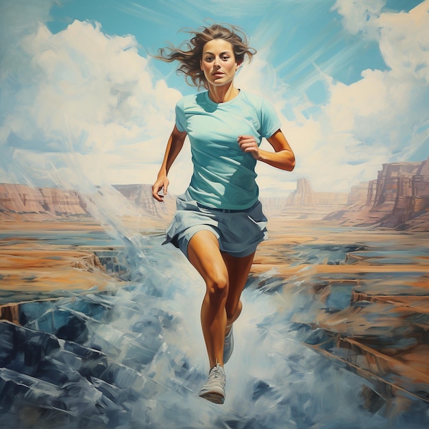 Zdjęcie młoda dziewczyna biegająca ilustracja