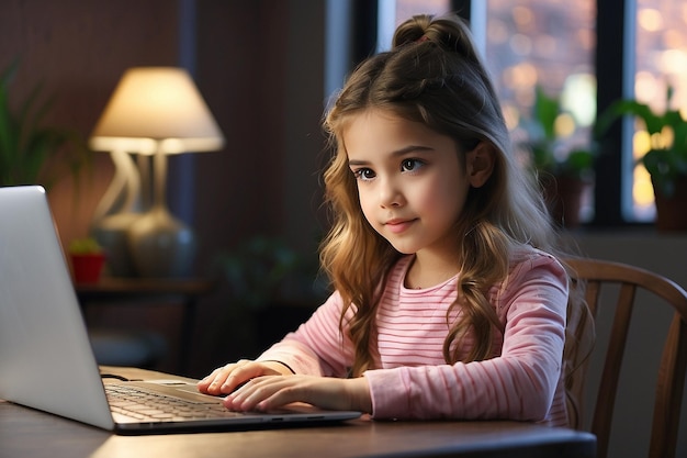 Młoda dziewczyna pracująca z laptopem