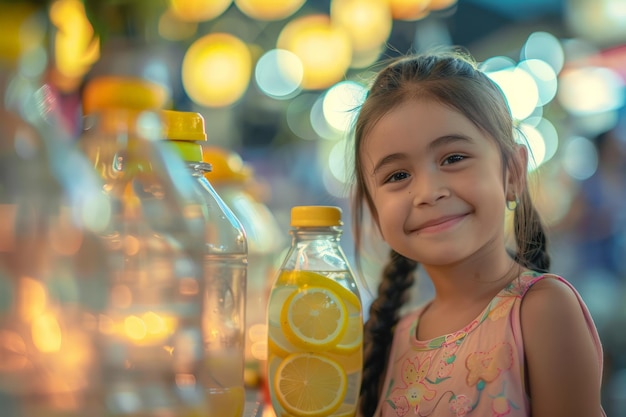 Młoda dziewczyna trzymająca butelkę lemoniady