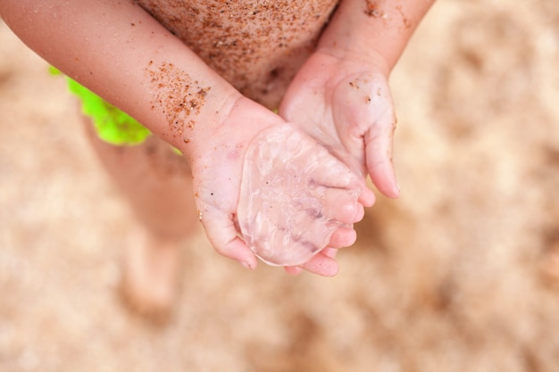 Młoda Dziewczyna Znalazła Meduzę Na Plaży