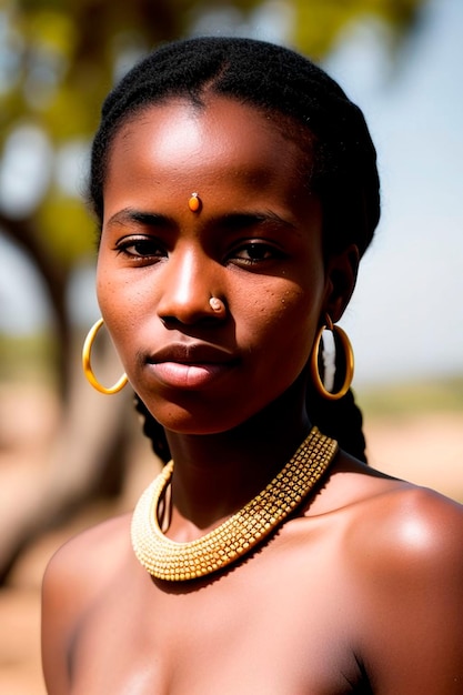 Młoda Etiopka Uderzający portret afrykańskiego piękna i kultury afro piękna