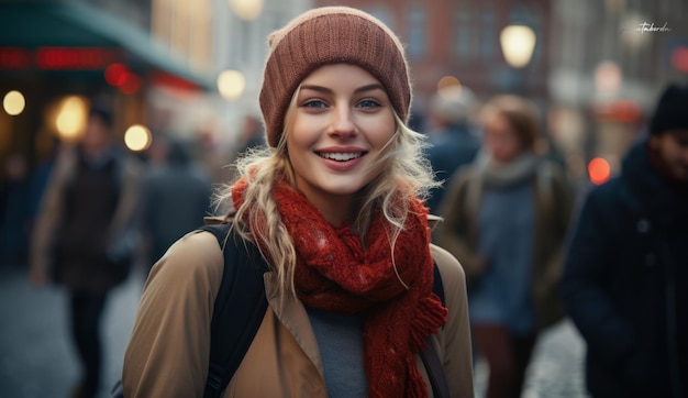 Zdjęcie młoda kobieta na feriach zimowych
