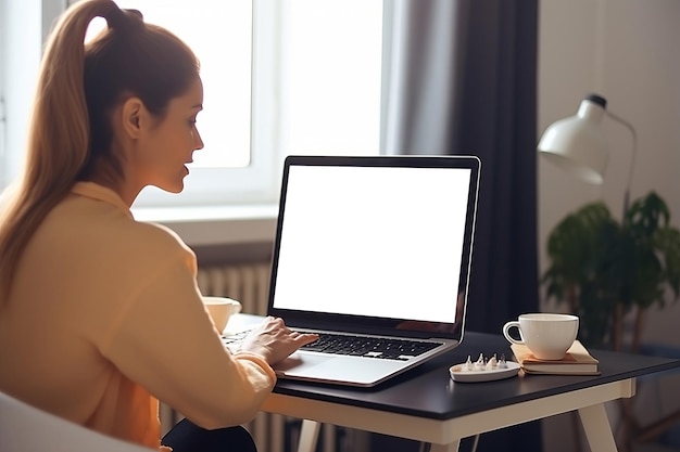 Młoda kobieta posiadająca kartę kredytową i korzystająca z laptopa w domu Kobieta biznesmenka lub przedsiębiorca pracująca zakupy internetowe e-commerce bankowość internetowa wydawanie pieniędzy koncepcja