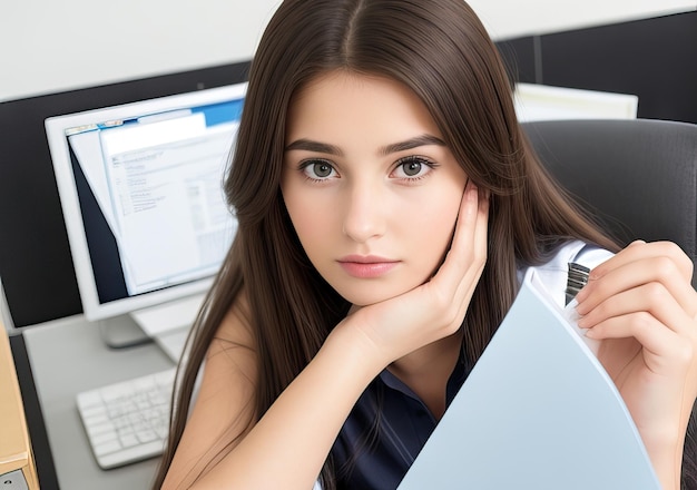 Zdjęcie młoda kobieta pracująca w biurze