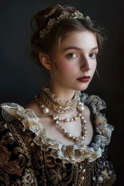 Młoda kobieta uosabia piękno i wdzięk okresu renesansu.