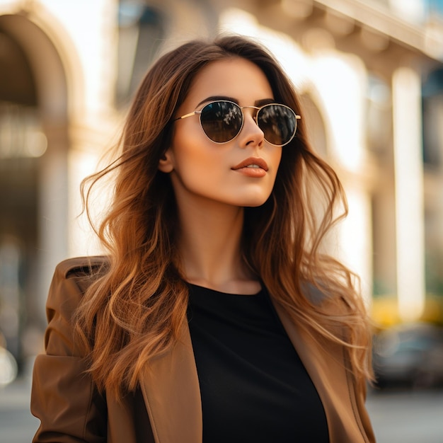 Młoda kobieta w okularach przeciwsłonecznych