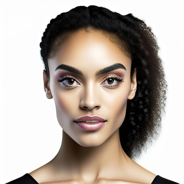 Młoda kobieta z idealną skórą dla produktów kosmetycznych Generatywna sztuczna inteligencja