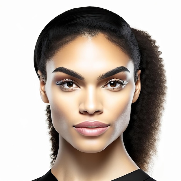 Młoda kobieta z idealną skórą dla produktów kosmetycznych Generatywna sztuczna inteligencja