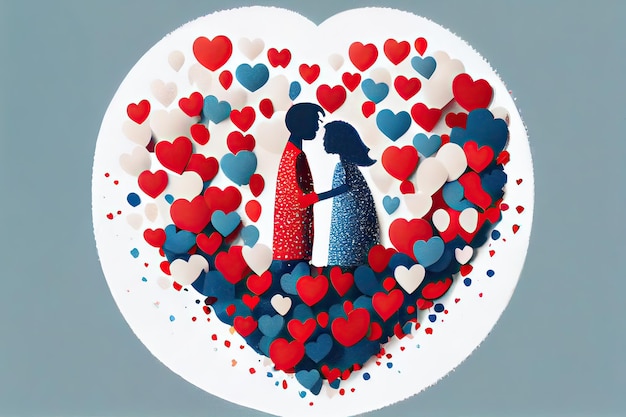 Młoda kochająca para serce składające się z małej ilustracji para stworzona z ikony serca miłości Cou