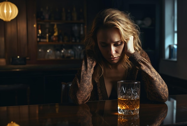 Młoda piękna kobieta pijąca alkohol nadużywanie alkoholu problem społeczny
