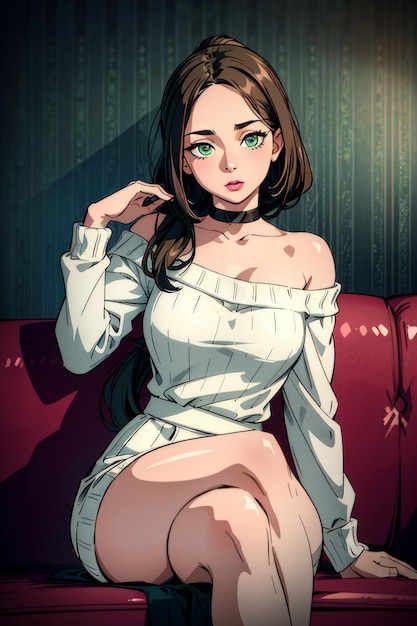 Młoda seksowna dziewczyna styl anime ilustracja projekt manga anime dziewczyna