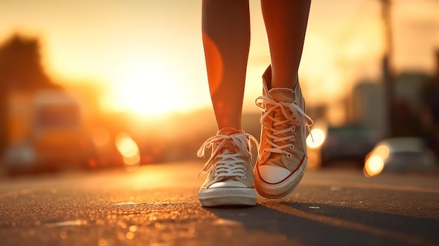 Młoda, sprawna kobieta ćwiczy rano na zewnątrz dla zdrowia swojego stylu życia, biegając.