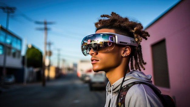 młody Afroamerykanin w okularach wirtualnej rzeczywistości