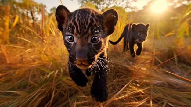 Młody leopard lankański