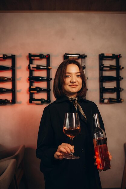 Młody sommelier degutuje wino w restauracji