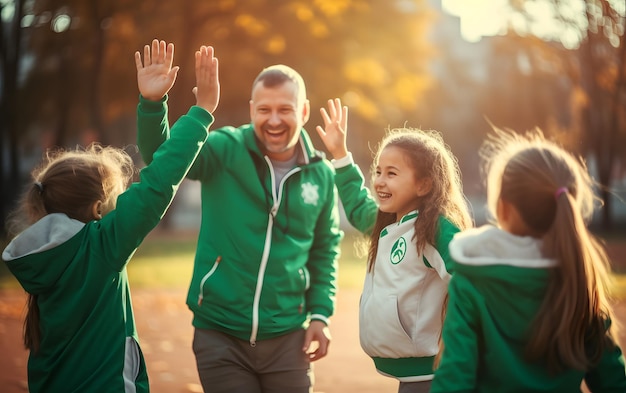 Młody zespół trenera sportowego