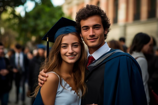 Zdjęcie młodzi ludzie w dniu ukończenia studiów
