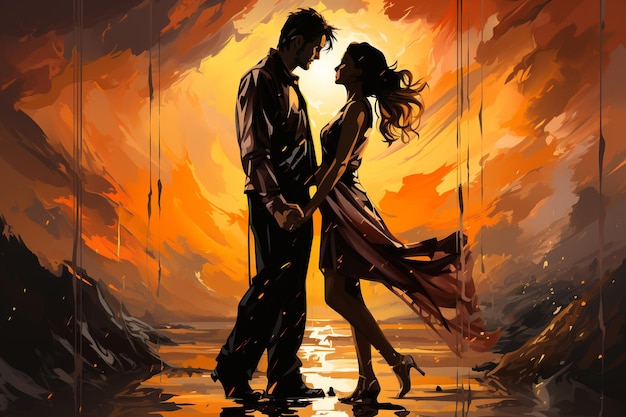 Młodzi piękni przystojni i zakochani chłopiec i dziewczyna tańczą walca romantyczny obraz miłosny wygląd połączenie pary