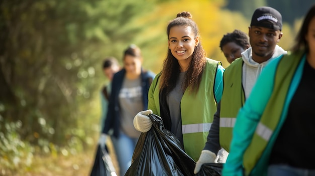 Młodzi wolontariusze lubią wspólnie sprzątać na zewnątrz i sortować śmieci.