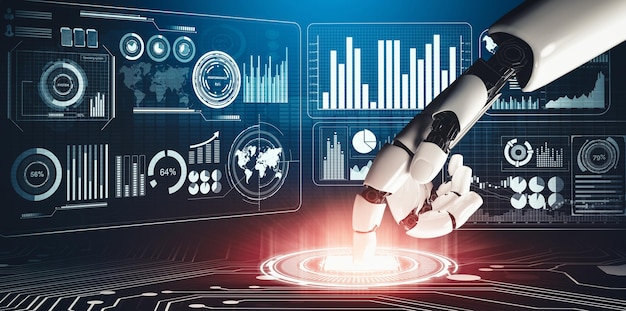 Mlp futurystyczne AI myślące o droidzie robocie sztucznej inteligencji koncepcja