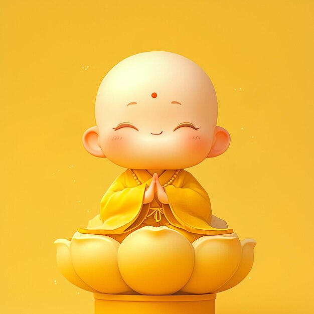 Mnich Budda Budda Modlitwa lotosu Mnich 3D