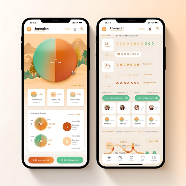Zdjęcie mobile app layout design of retirement planner prosty i intuicyjny układ koncepcje kolorów pastelowych