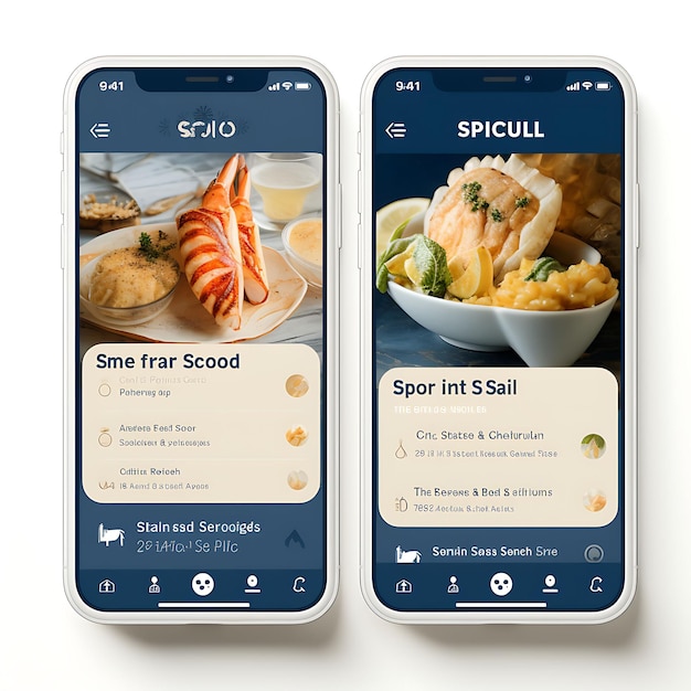 Mobilna aplikacja Seafood Grill Coastal Inspired Concept Design Fresh and Bree Food and Drink Menu