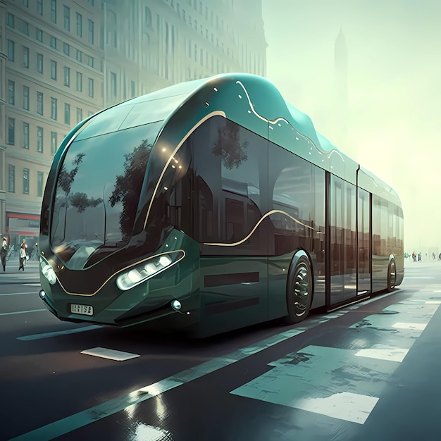 Mobilność miejska, ultranowoczesny autobus w mieście. Projekt generatywny trenera AI