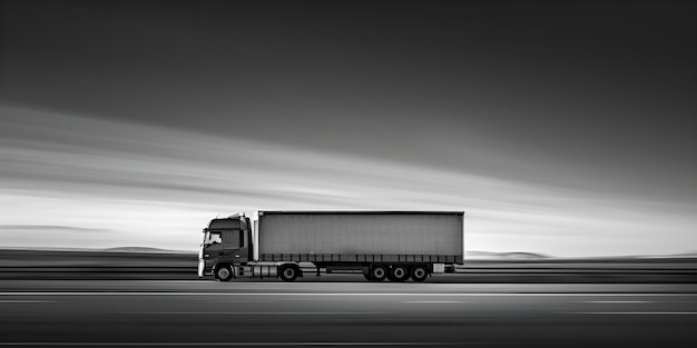 Zdjęcie moc i wytrzymałość logistyki transportu ciężarowego komercyjny semitruck w ruchu na drodze koncepcja transportu logistyki komercyjny ciężarówka semitruck droga moc i wytrzymałość