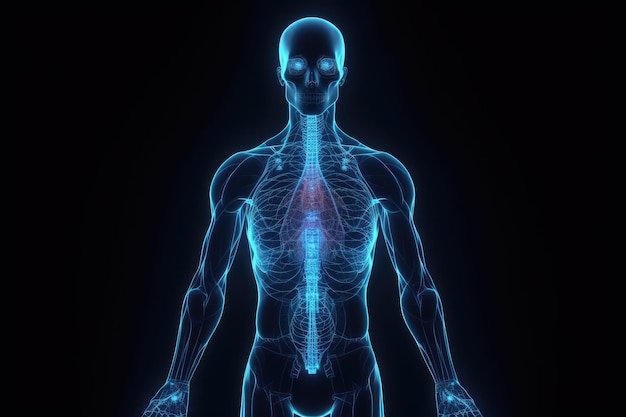 Moc sztucznej inteligencji w opiece zdrowotnej Niebieska ludzka anatomia sztuczna inteligencja