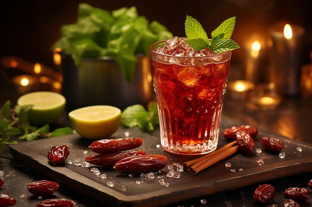 Mocktail inspirowany owocami daktylowymi z garniturami