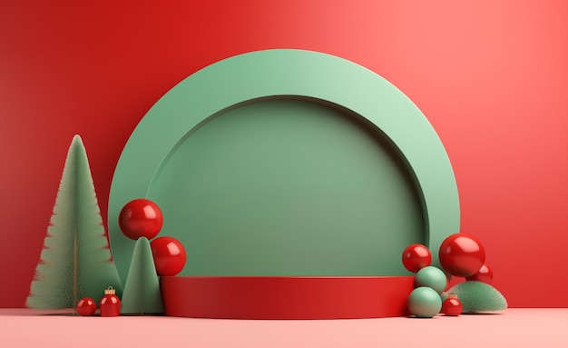 Mockup 3D tło podium do prezentacji produktu z ozdobami bożonarodzeniowymi