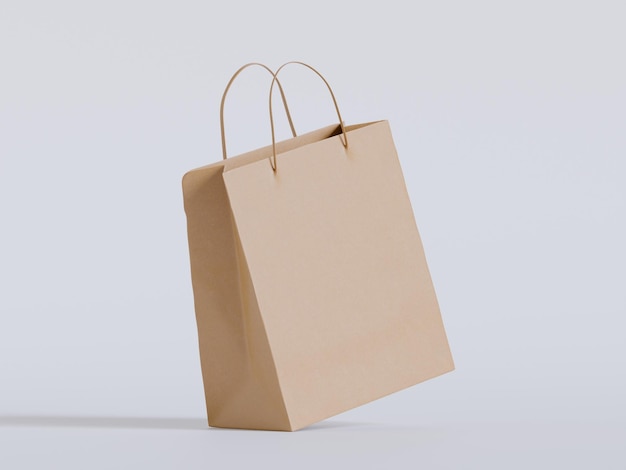 Mockup beżowej papierowej torby na zakupy