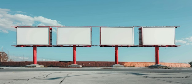 Mockup billboardu z czterema pustymi ramkami