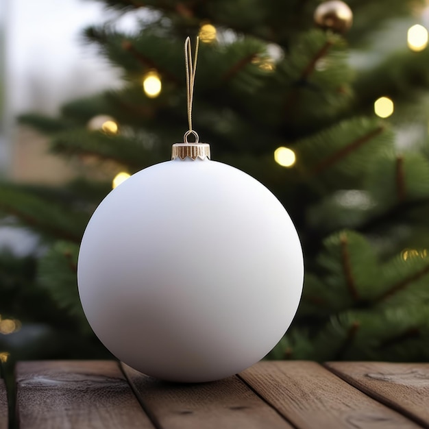 Zdjęcie mockup blank christmas dye sublimacja ceramiczna biała ozdoba okrągła bauble zwykła biała