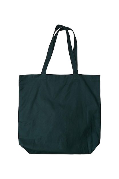 Zdjęcie mockup ciemnozielonej torby z płótna na białym tle