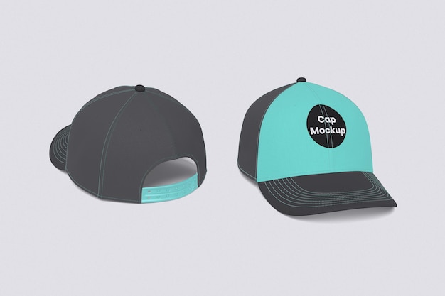 Mockup czapki w turkusowym i szarym