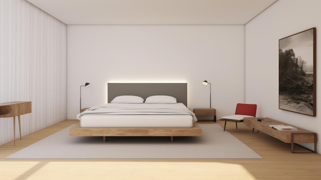 Mockup domu Wnętrze sypialni Minimalne dla realistycznego