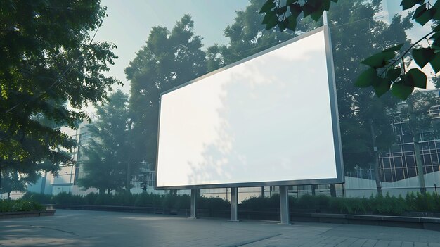 Mockup Duży biały pusty billboard wyświetlany na zewnątrz przeciwko Promocji informującej Generatywną AI