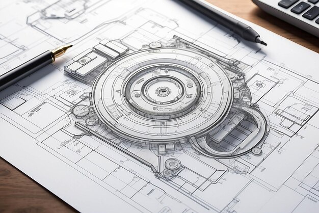 Zdjęcie mockup ilustracji schematycznej inżynierii