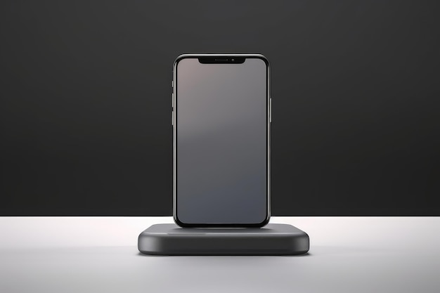 Mockup iPhone'a z widokiem bocznym na podium, widok górny, izolowane tło