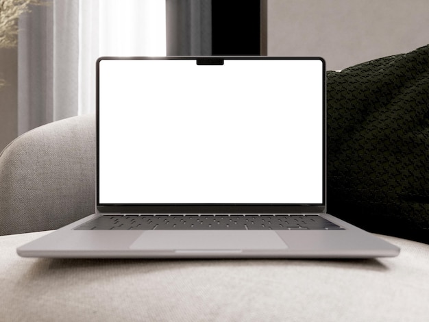 Mockup laptopa umieszczony w wnętrzu domu 3D renderx9