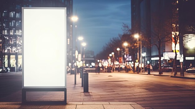 Mockup miejskiego billboardu LightPoster CityLight na chodniku Rozmyte tło skupia się na pierwszym planie z pustą przestrzenią dla tekstu