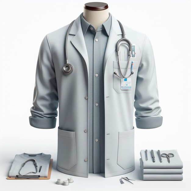 Zdjęcie mockup model medycznego płaszcza na manekinie