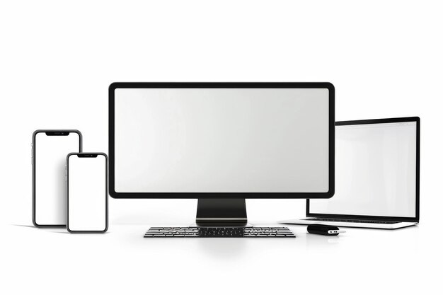 Zdjęcie mockup monitora laptopa i tabletu stworzony za pomocą generatywnego ai