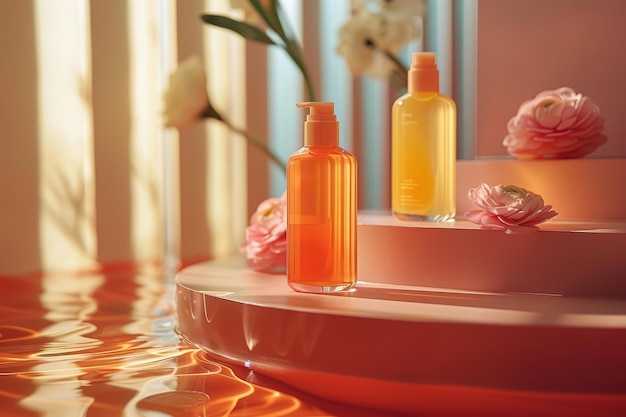 Mockup Pusta butelka serum do pielęgnacji skóry do reklamy Koncepcja kosmetyczna Generatywna sztuczna inteligencja