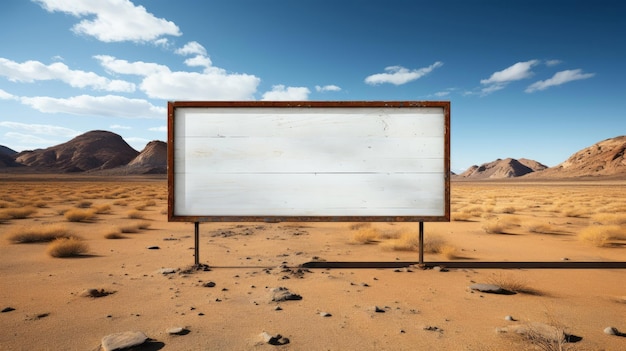 Mockup pustyni i billboard reklamowy projekt produktu komercyjnego lub logo w suchym środowisku wiejskim
