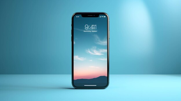 Mockup Smartfona Na Niebieskim Tle