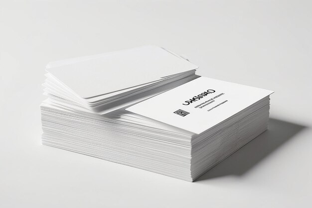 Zdjęcie mockup stacków wizytówek na białym tle z teksturowanym papierem