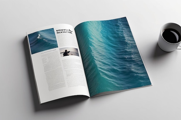 Zdjęcie mockup strony magazynu wave texture